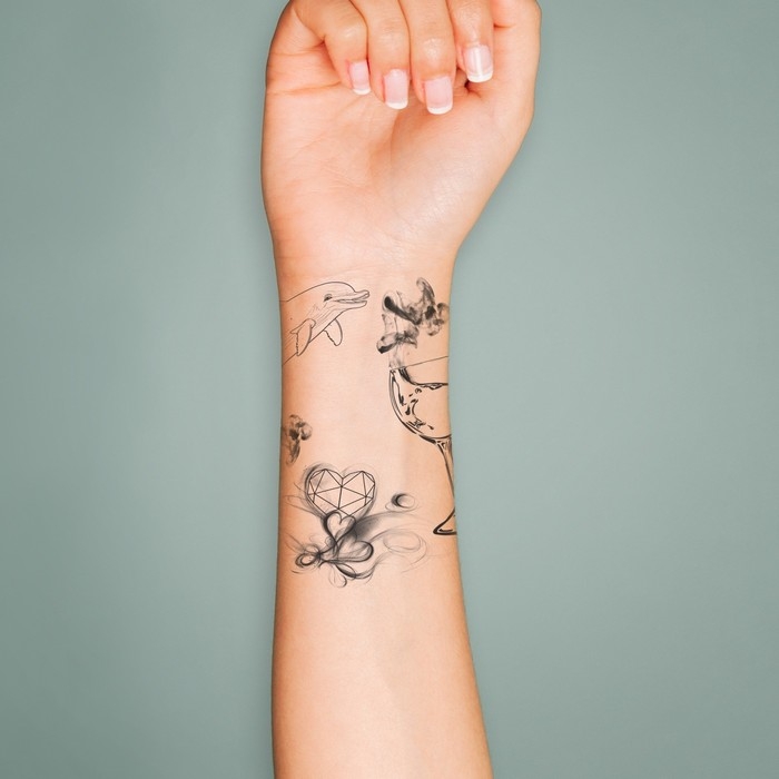 Татуировка на тело чёрная Татуировка на тело чёрная "Чёрнильные" набор 10 шт 6х6 см