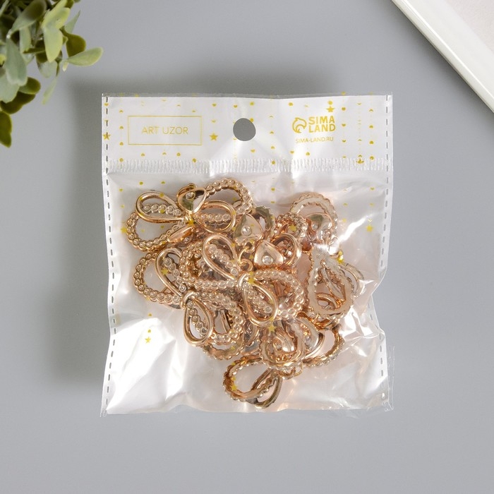 Декор для творчества пластик Декор для творчества пластик "Двойной бантик с сердечком" набор 10 шт 4,5х3,3 см