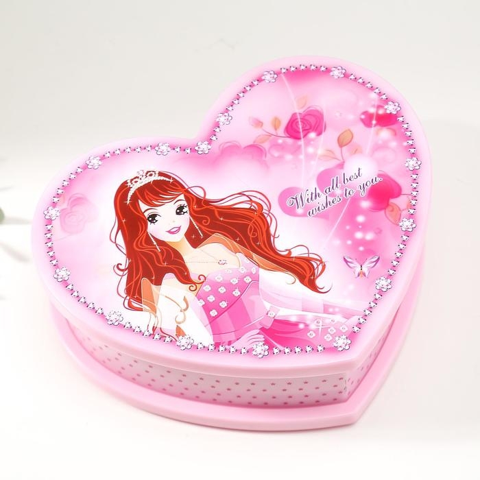 Шкатулка музыкальная розовая с Принцессой 19х16х6 см Шкатулка музыкальная розовая с Принцессой 19х16х6 см
