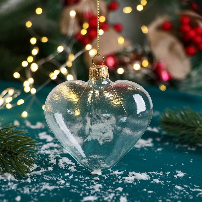 Ёлочная игрушка Ёлочная игрушка "Сердечко" 8 см, прозрачная