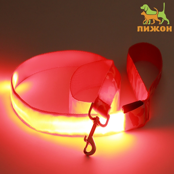 Поводок с подсветкой Милитари 3 режима свечения, 120 х 2,5 см, красный Поводок с подсветкой Милитари 3 режима свечения, 120 х 2,5 см, красный