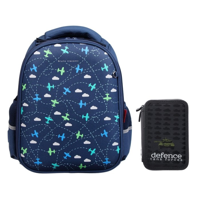 Рюкзак каркасный Bruno Visconti Рюкзак каркасный Bruno Visconti "Игрушки. Самолёты", 36 х 28 х 17 см, пенал в подарок