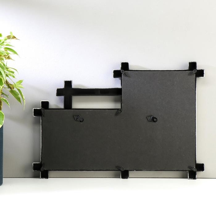 Фоторамка пластик на 2 фото 10х15 см  Фоторамка пластик на 2 фото 10х15 см "Прямые линии" серебро 32,5х22,5х2 см