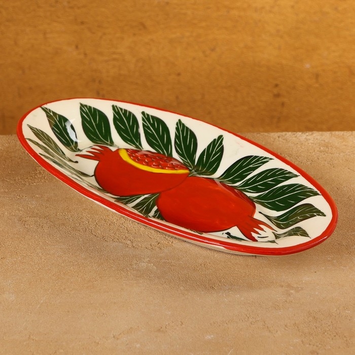 Селедочница Риштанская Керамика  Селедочница Риштанская Керамика "Гранаты", 24 см