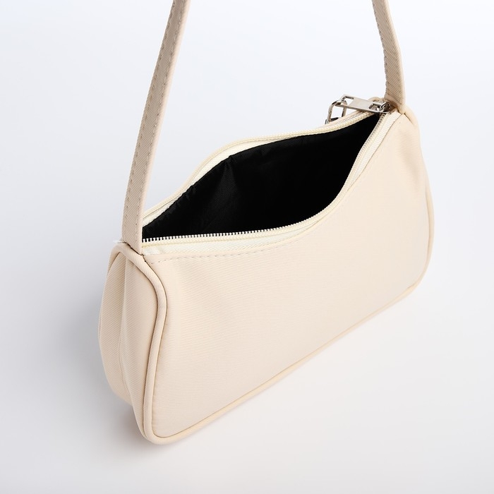 Сумка женская багет из текстиля, Nazamok, 23х13х5 см, бежевый цвет Сумка женская багет из текстиля, Nazamok, 23х13х5 см, бежевый цвет