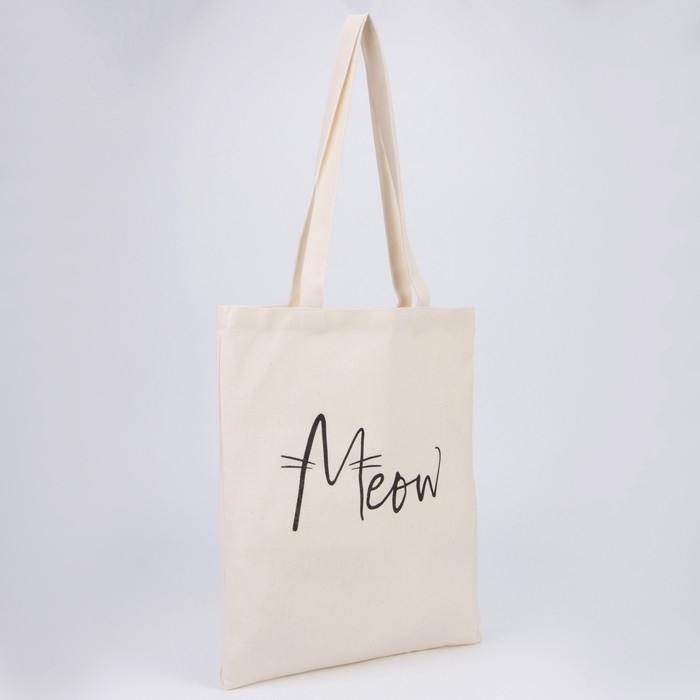 Сумка текстильная Meow, 35х0,5х40, отдел без молнии, без подклада, бежевый Сумка текстильная Meow, 35х0,5х40, отдел без молнии, без подклада, бежевый