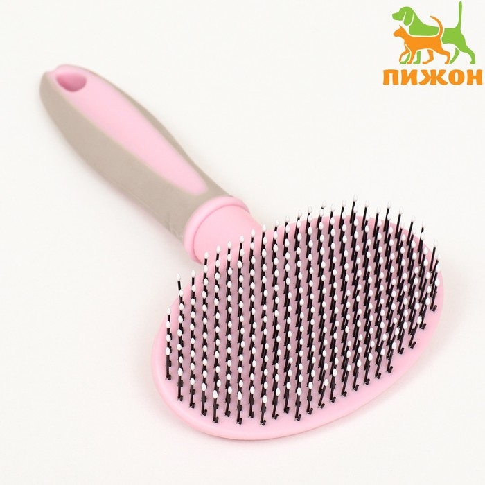 Пуходерка пластиковая мягкая с закругленными зубьями, средняя, 9,5 х 16,5 см, розовая Пуходерка пластиковая мягкая с закругленными зубьями, средняя, 9,5 х 16,5 см, розовая