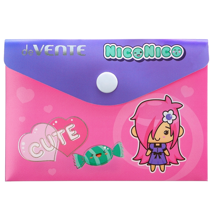 Папка-конверт на кнопке А7, с тиснением фольгой, 105х74 мм, 180мкм, deVENTE Nico, в стиле Папка-конверт на кнопке А7, с тиснением фольгой, 105х74 мм, 180мкм, deVENTE Nico, в стиле "Куроми" МИКС