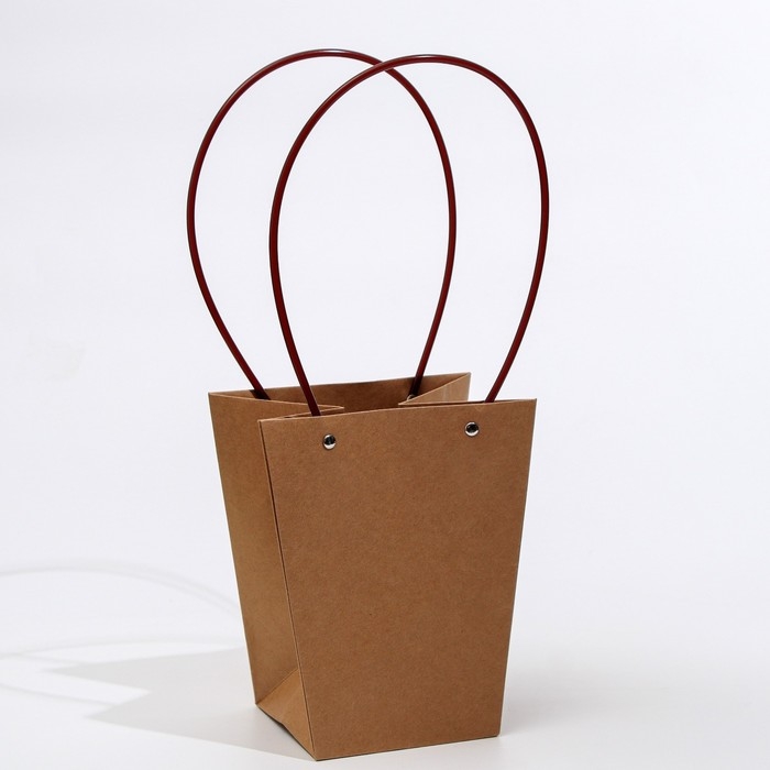 Сумка для цветов крафт влагостойкая, 17x17-11.5x11.5-20 Сумка для цветов крафт влагостойкая, 17x17-11.5x11.5-20