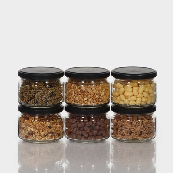 Набор стеклянных банок с крышкой для консервации, ТО-82 мм, для свечей, 250 мл, 6 шт Набор стеклянных банок с крышкой для консервации, ТО-82 мм, для свечей, 250 мл, 6 шт