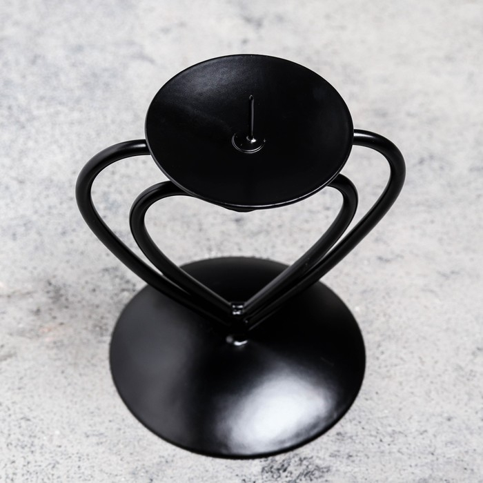 Подсвечник Подсвечник "Гламур" металл на 1 свечу, 9х10,2 см, чёрный