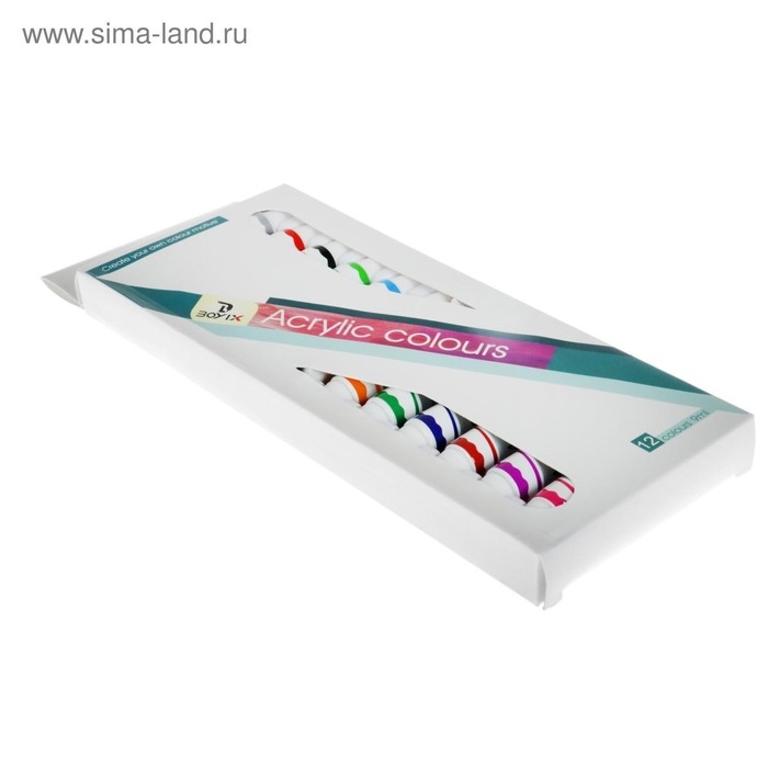 Краски акриловые, 12 цветов, в пластиковой тубе, 9 мл, в картонной коробке Краски акриловые, 12 цветов, в пластиковой тубе, 9 мл, в картонной коробке