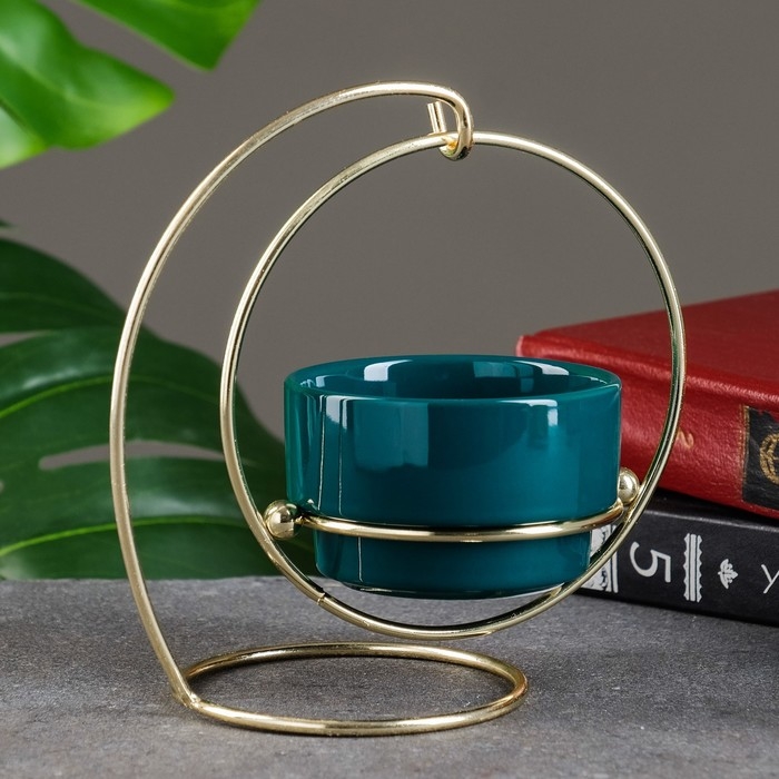 Кашпо на подставке  Кашпо на подставке "Рикард" зеленое, 15х16,5см