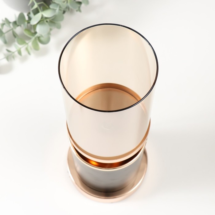 Подсвечник металл, стекло на 1 свечу  Подсвечник металл, стекло на 1 свечу "Камилла" d=9 см золото 12х12х29 см