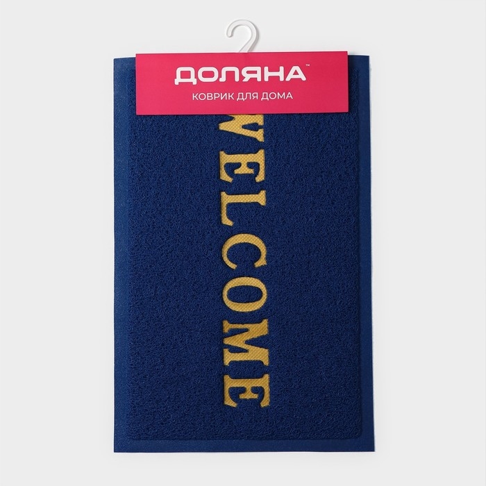 Коврик придверный Доляна Welcome, с окантовкой 38&times;58 см, цвет синий