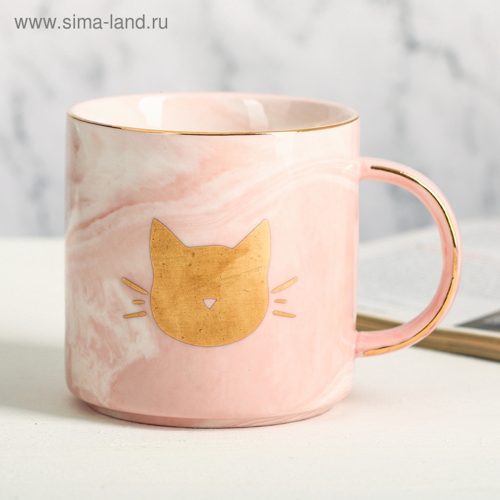 Кружка керамическая «Мяу», 350 мл, цвет золотистый