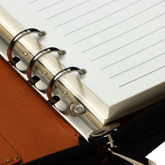 Органайзер на кольцах А5, 100 листов в линейку, с калькулятором, на молнии, чёрный Органайзер на кольцах А5, 100 листов в линейку, с калькулятором, на молнии, чёрный