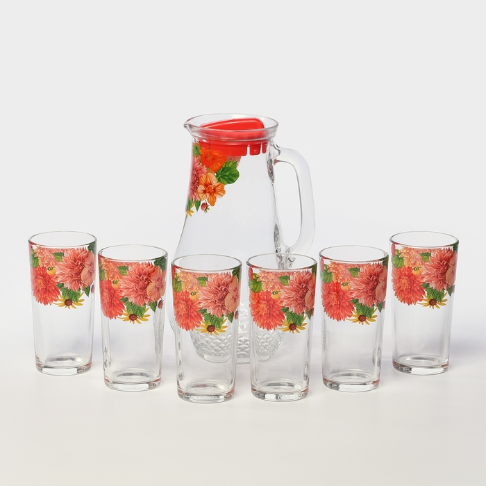 Набор стеклянный для напитков, 7 предметов: кувшин 1,5 л, стаканы 230 мл, МИКС Набор стеклянный для напитков, 7 предметов: кувшин 1,5 л, стаканы 230 мл, МИКС