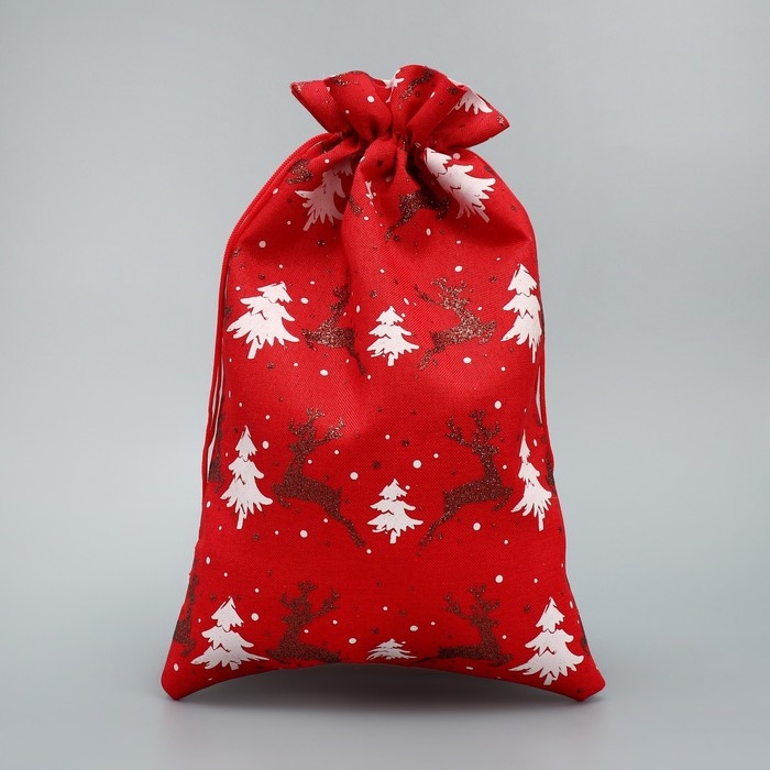 Мешочек подарочный холща «Снежный лес», ёлки, 20 х 30 см +/- 1.5 см, Новый год