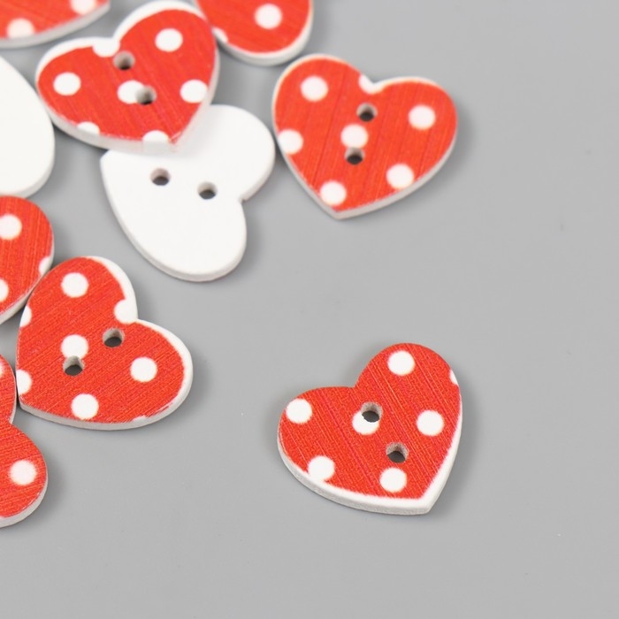 Набор пуговиц декоративных дерево Набор пуговиц декоративных дерево "Сердечки" (набор 12 шт) 1,7х1,7 см