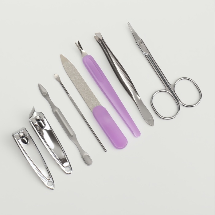 Набор маникюрный, 8 предметов, в футляре, цвет красный Набор маникюрный, 8 предметов, в футляре, цвет красный