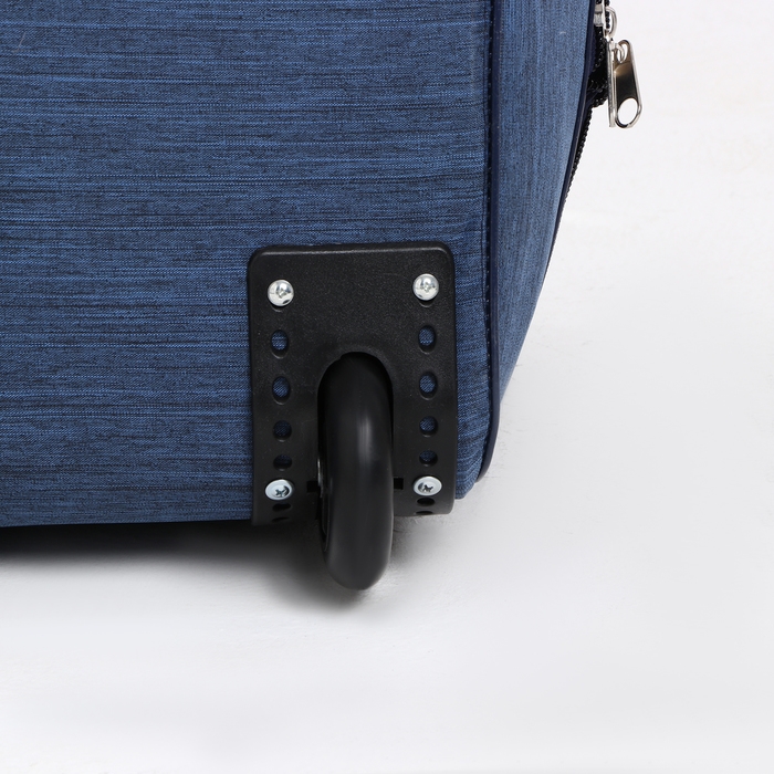 Сумка дорожная на колёсах, отдел на молнии, с увеличением, 2 наружных кармана, цвет синий Сумка дорожная на колёсах, отдел на молнии, с увеличением, 2 наружных кармана, цвет синий