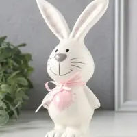 Сувенир керамика "Зайка с розовым сердечком" с кружевом 9,4х6,1х16,8 см