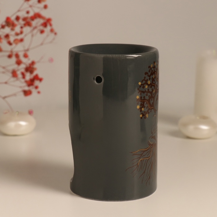 Аромалампа керамика  Аромалампа керамика "Фокус на себя" серая с золотом 7,2х7,2х11,6 см