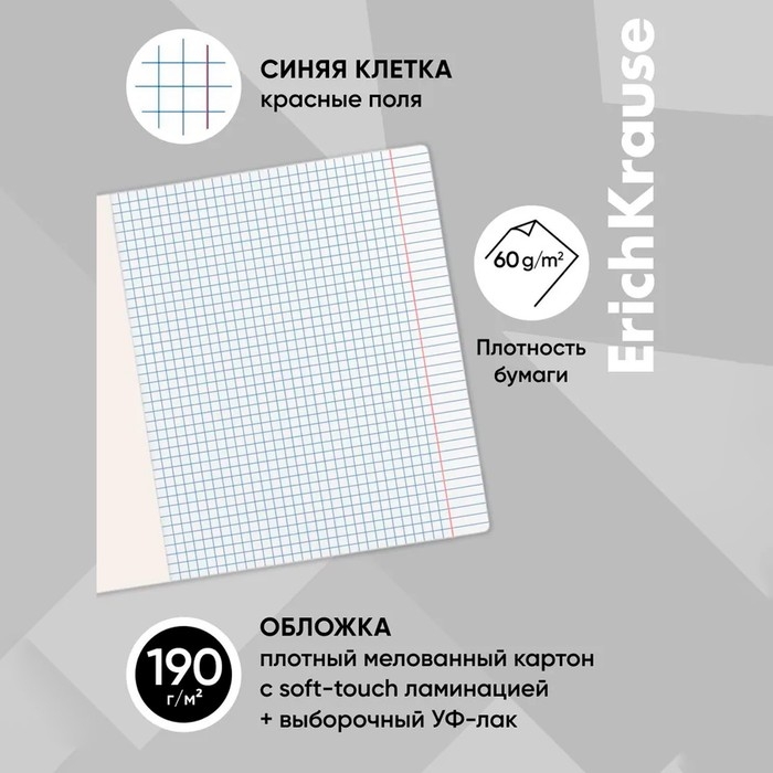 Тетрадь 48 листов в клетку, ErichKrause Sneakers, обложка мелованный картон, Soft-touch ламинация, УФ-лак, блок офсет 100% белизна, МИКС Тетрадь 48 листов в клетку, ErichKrause Sneakers, обложка мелованный картон, Soft-touch ламинация, УФ-лак, блок офсет 100% белизна, МИКС
