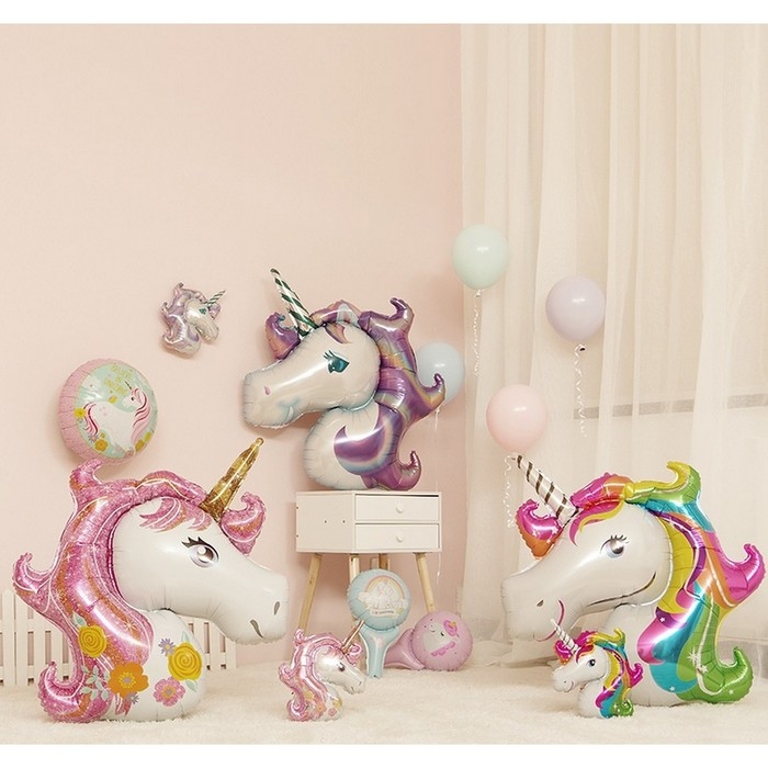 Шар фольгированный 47" &laquo;Единорог&raquo;, радуга