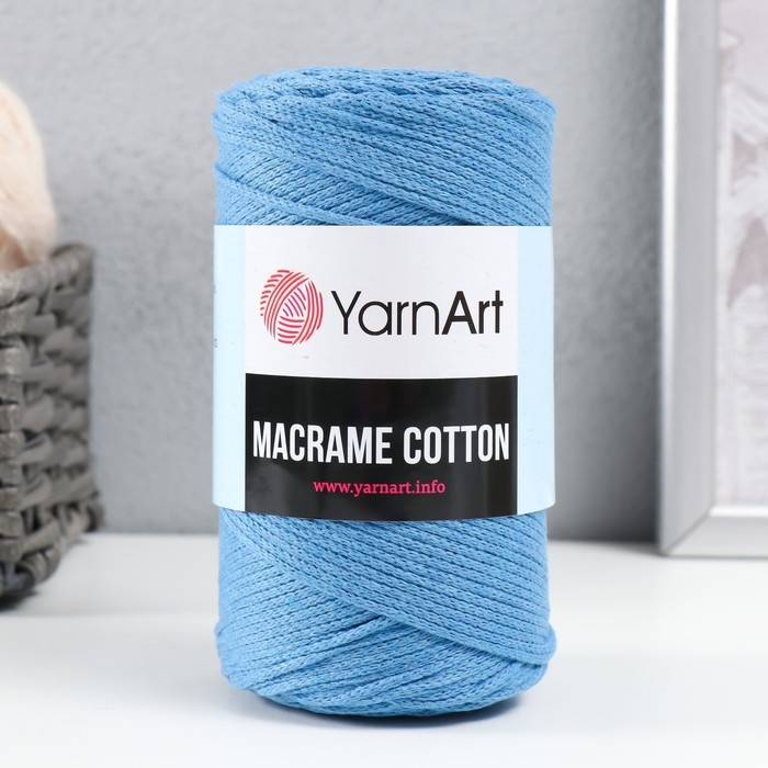 Пряжа  Пряжа "Macrame Cotton" 20% полиэстер, 80% хлопок 225м/250гр (786 синий)