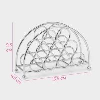 Салфетница Доляна «Ринго», 14,5×4,5×9,5 см, цвет серебряный