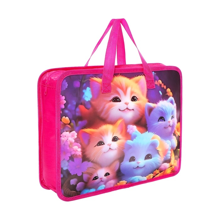 Папка с ручками пластиковая, А4, Котята