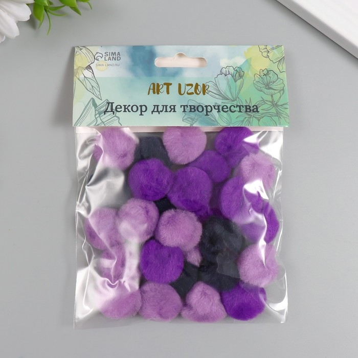 Декор для творчества  Декор для творчества "Помпончики. Сиреневый туман" d=2,5 см набор 30 шт