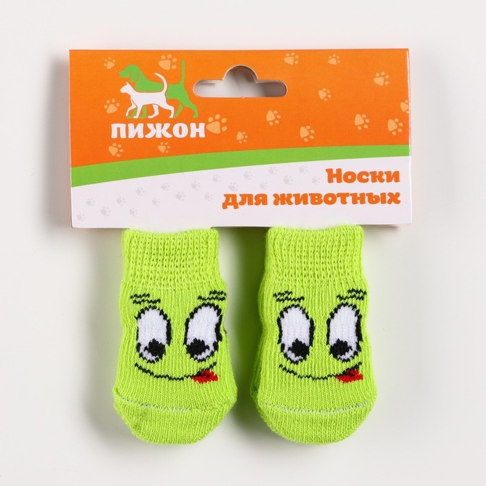 Носки нескользящие  Носки нескользящие "Улыбка", размер S (2,5/3,5 * 6 см), набор 4 шт, зелёные