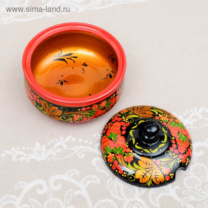 Сахарница «Ягодка» на ножке, 12×9 см, хохлома