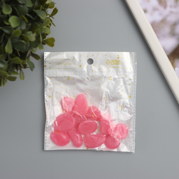 Декор для творчества пластик светится в темноте  Декор для творчества пластик светится в темноте "Розовые камешки" набор 12 шт