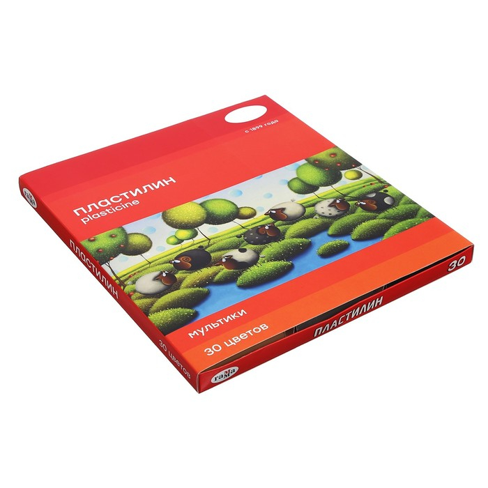 Пластилин 30 цветов 600 г, Гамма Пластилин 30 цветов 600 г, Гамма "Мультики", со стеком, картонная упаковка 210119_04