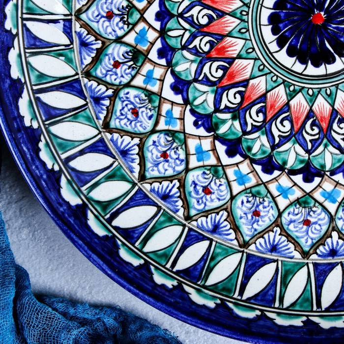 Ляган Риштанская Керамика  Ляган Риштанская Керамика "Узоры", 28 см, синий