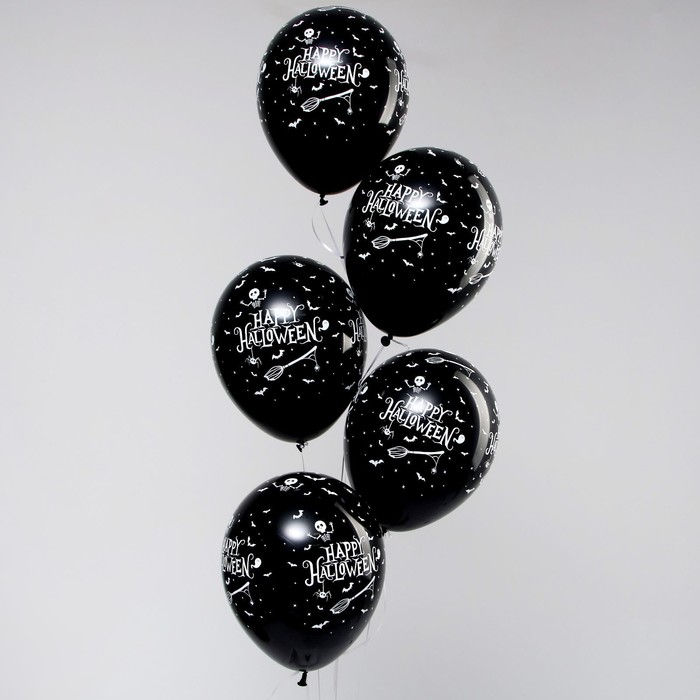 Воздушный шар латексный 12 Воздушный шар латексный 12" «Хеллоуин», пастель, цвет чёрный, 50 шт.