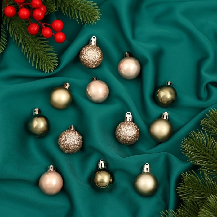 Набор шаров пластик d-3 см, 12 шт Набор шаров пластик d-3 см, 12 шт "Шедар" нежность,