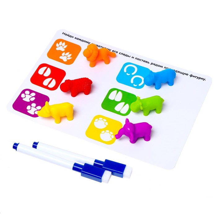 Развивающий набор «Умные зверята», сортер, задания на карточках, маркер Развивающий набор «Умные зверята», сортер, задания на карточках, маркер