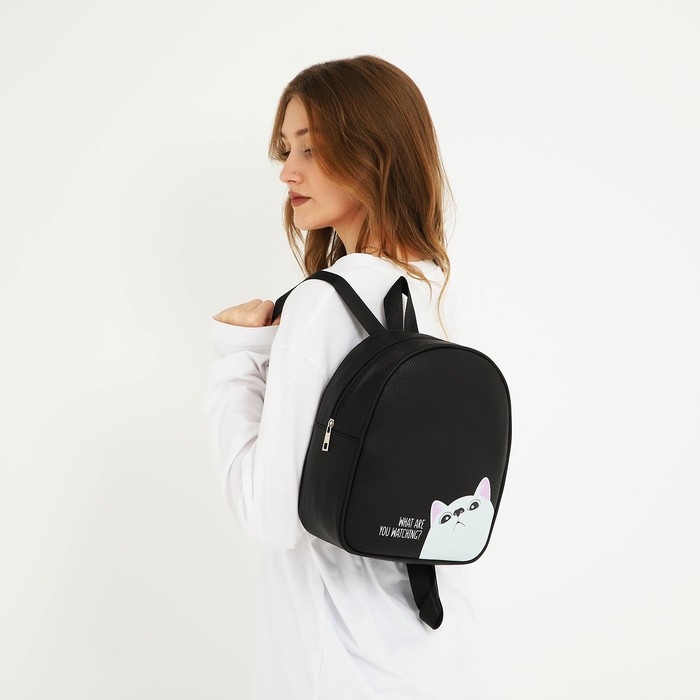 Рюкзак из искусственной кожи «What are you watching?» 27х23*10 см Рюкзак из искусственной кожи «What are you watching?» 27х23*10 см