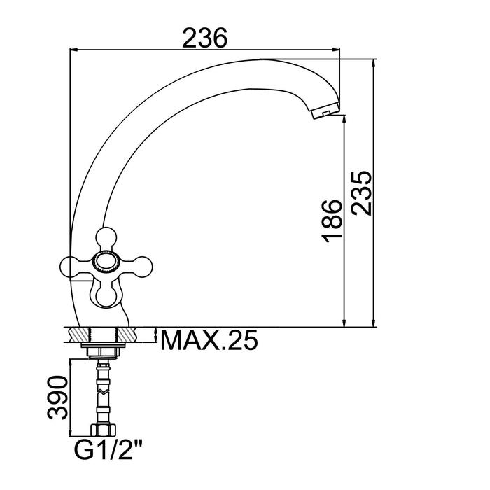 Смеситель для кухни Accoona A4071, двухрычажный, с гайкой, хром Смеситель для кухни Accoona A4071, двухрычажный, с гайкой, хром