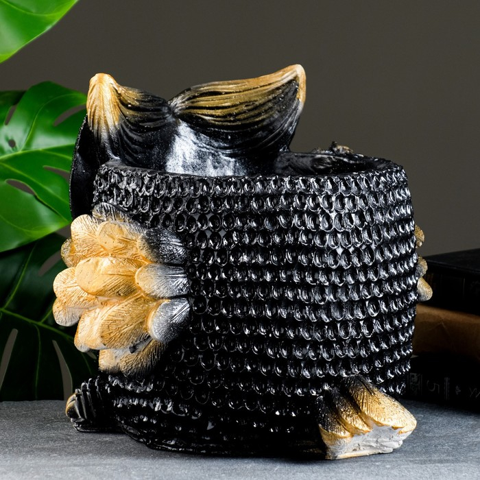 Фигурное кашпо Фигурное кашпо "Сова" черная с золотом, 28х26см