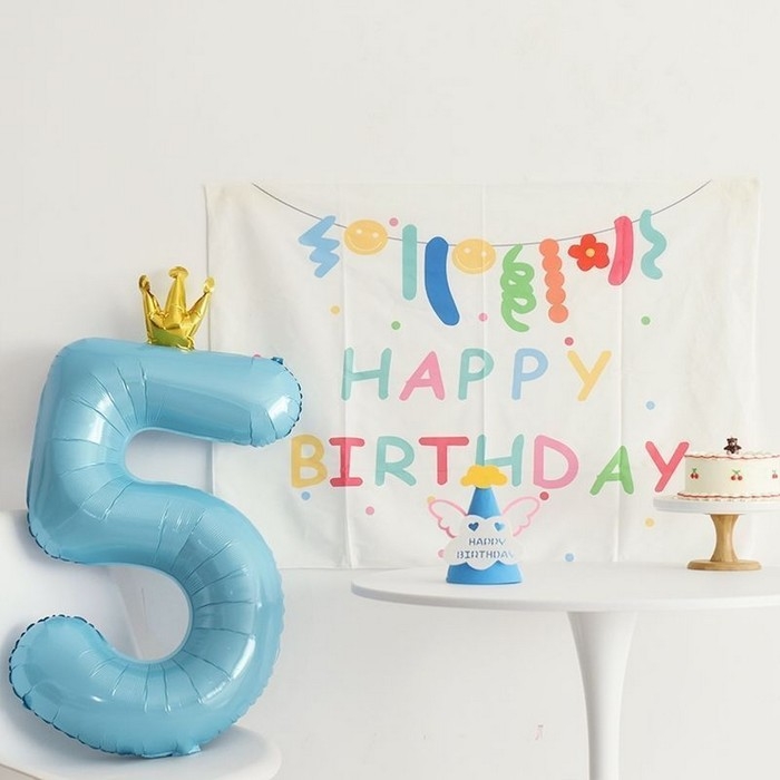 Шар фольгированный 40" &laquo;Цифра 5 с короной&raquo;, цвет голубой