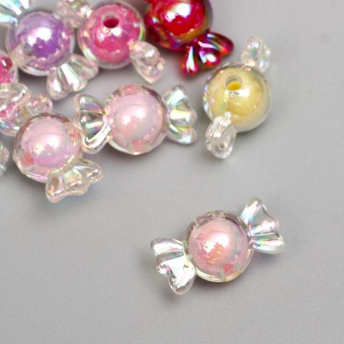 Бусины для творчества пластик Бусины для творчества пластик "Конфетка перламутр" набор 15 гр 2,2х1,2 см, МИКС