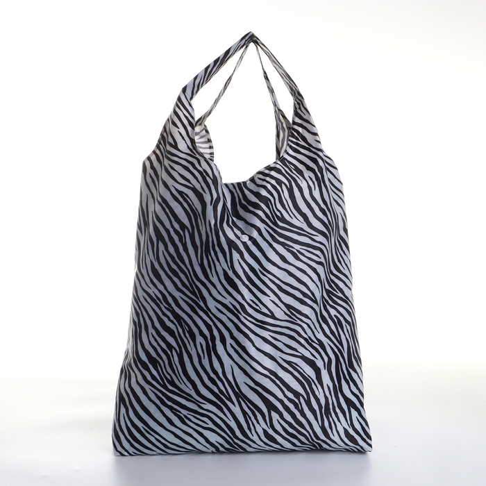 Сумка хозяйственная на кнопке, складная, цвет чёрный/белый Сумка хозяйственная на кнопке, складная, цвет чёрный/белый