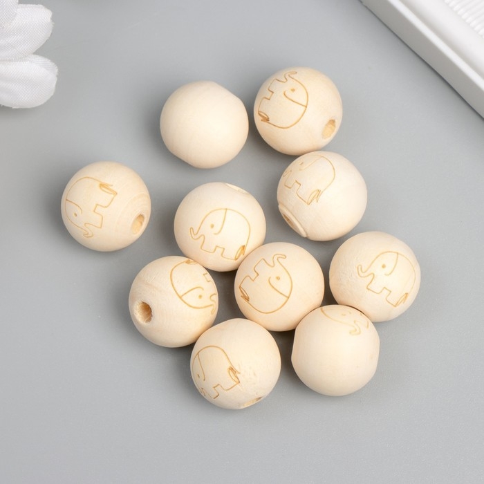 Бусина дерево для творчества Бусина дерево для творчества "Круглая. Слонёнок" d=1,8 см набор 10 шт