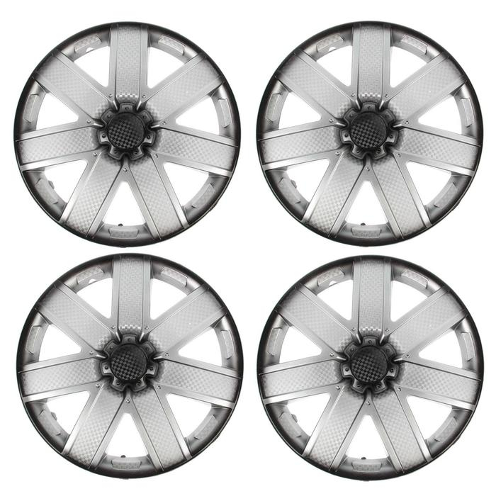 Колпаки колесные R13 Колпаки колесные R13 "ГАЛАКСИ", серебристо-черный карбон, набор 4 шт.